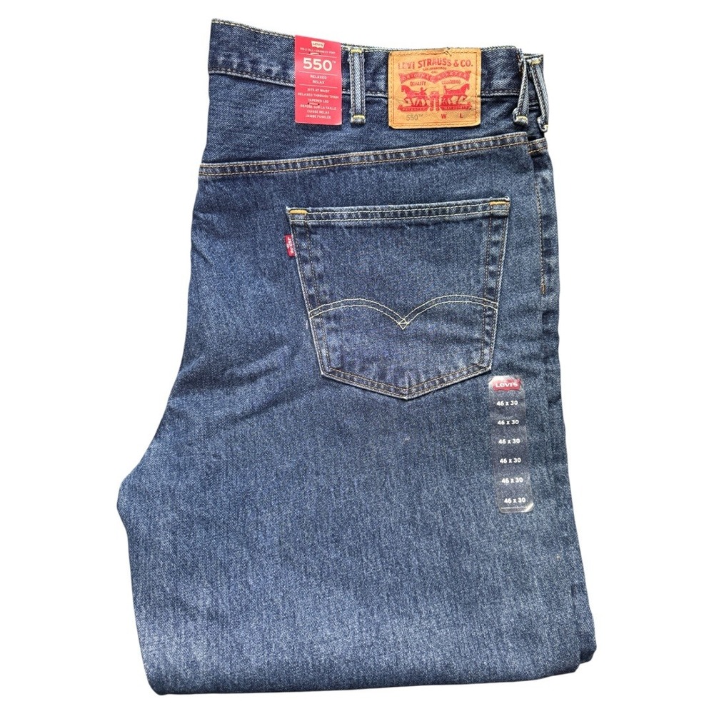 Levi's 550 Relaxed Fit Tapered Leg Jeans Men's‎ 46x30 Big & Tall Dark Wash NEW